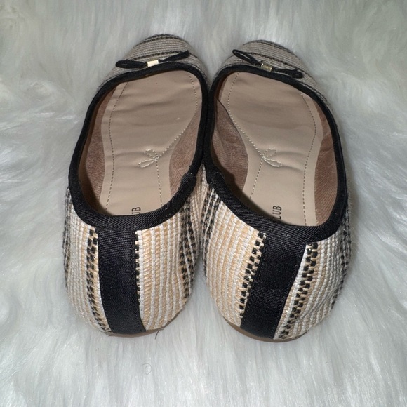 Charter Club Black and Cream Striped Loafers with Bow - Picture 3 of 6